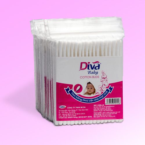 Tăm bông vệ sinh tai dành cho bé thương hiệu Diva lốc 10 que nhựa-ZDVNL10B (Lốc 10)